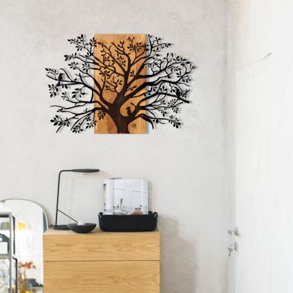 Wall decoration 85x58 cm tree wood/metal