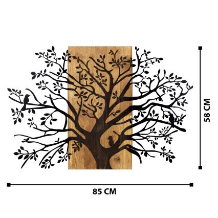 Wall decoration 85x58 cm tree wood/metal
