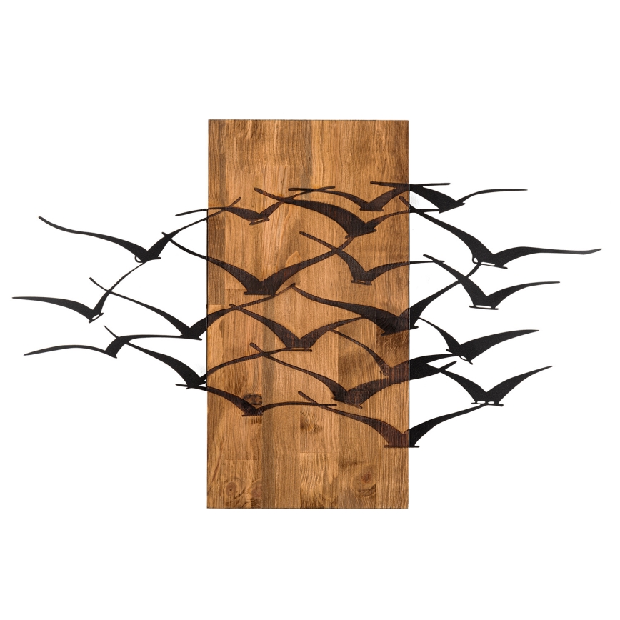 Wall decoration 86x58 cm birds wood/metal