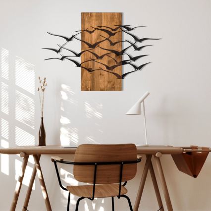 Wall decoration 86x58 cm birds wood/metal