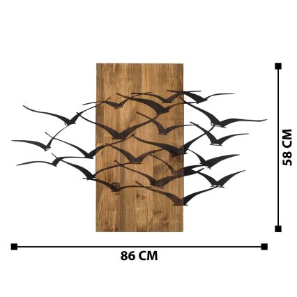 Wall decoration 86x58 cm birds wood/metal