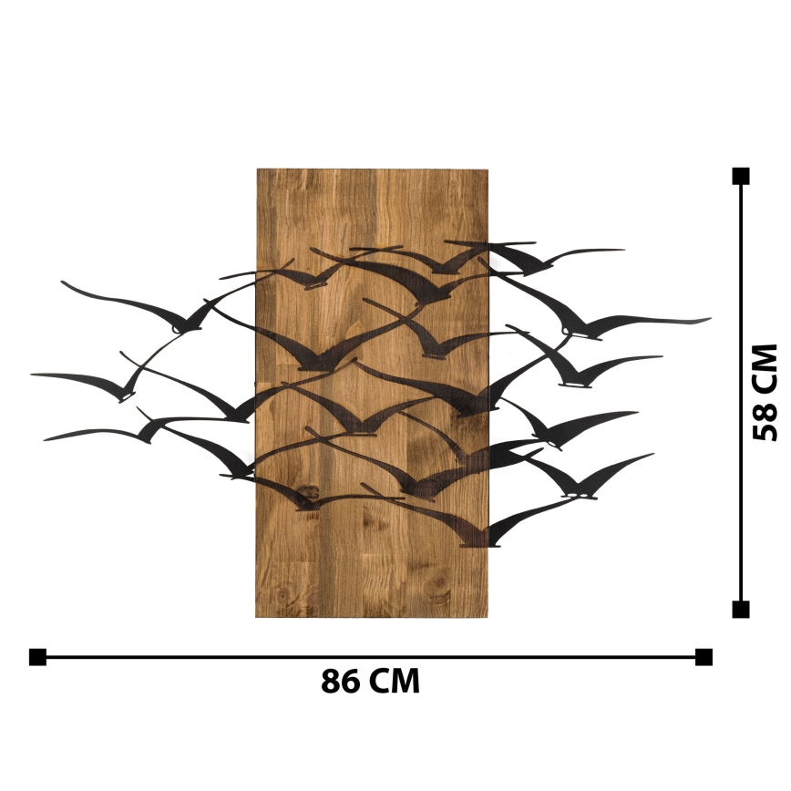 Wall decoration 86x58 cm birds wood/metal