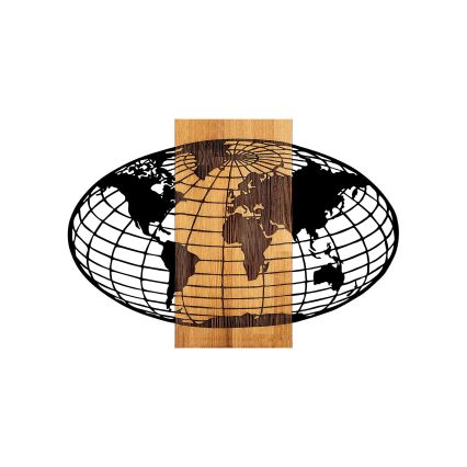 Wall decoration 87x58 cm globe wood/metal
