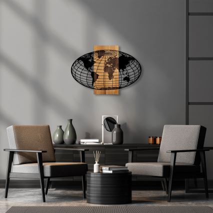 Wall decoration 87x58 cm globe wood/metal