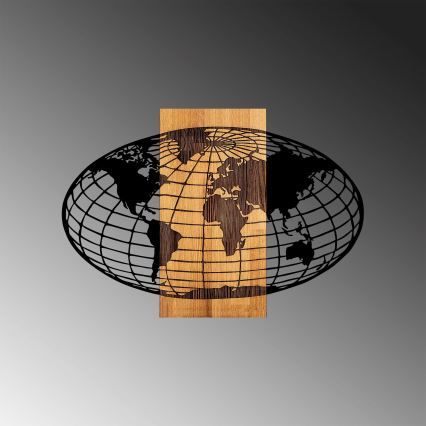 Wall decoration 87x58 cm globe wood/metal