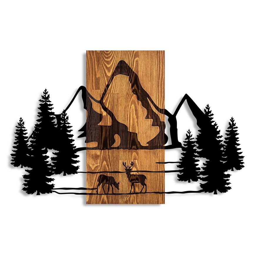 Wall decoration 88x57 cm mountains wood/metal