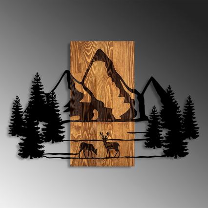 Wall decoration 88x57 cm mountains wood/metal