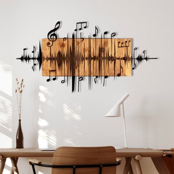 Wall decoration 90x47 cm notes wood/metal