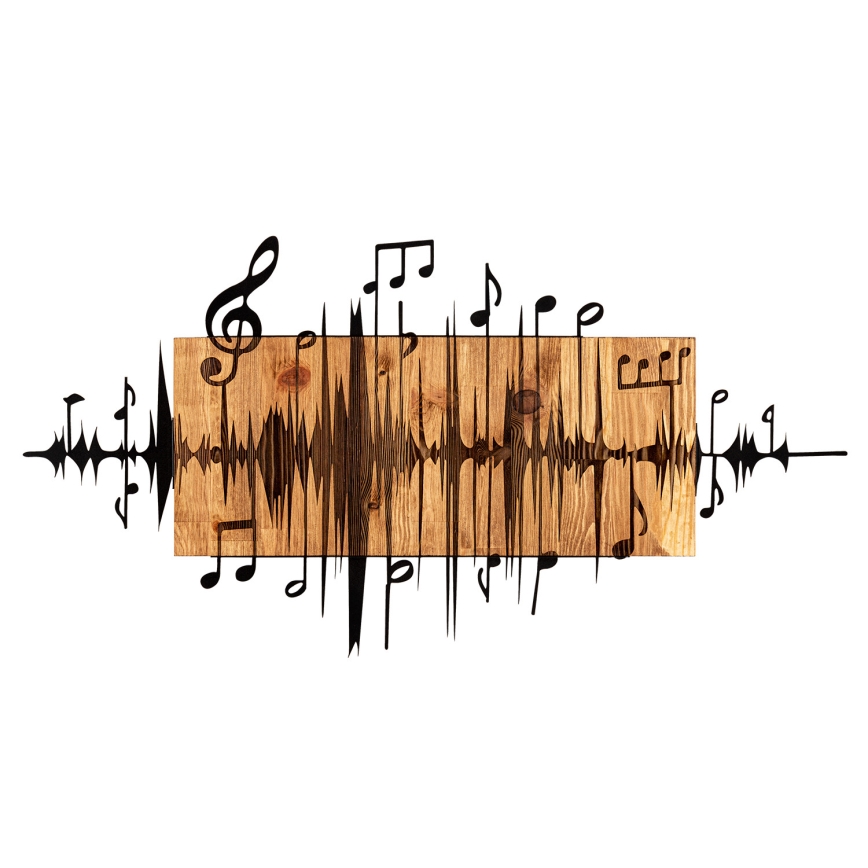 Wall decoration 90x47 cm notes wood/metal