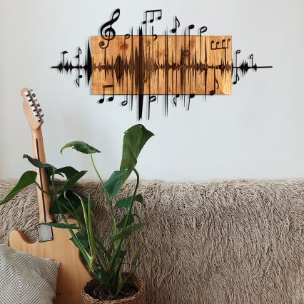 Wall decoration 90x47 cm notes wood/metal