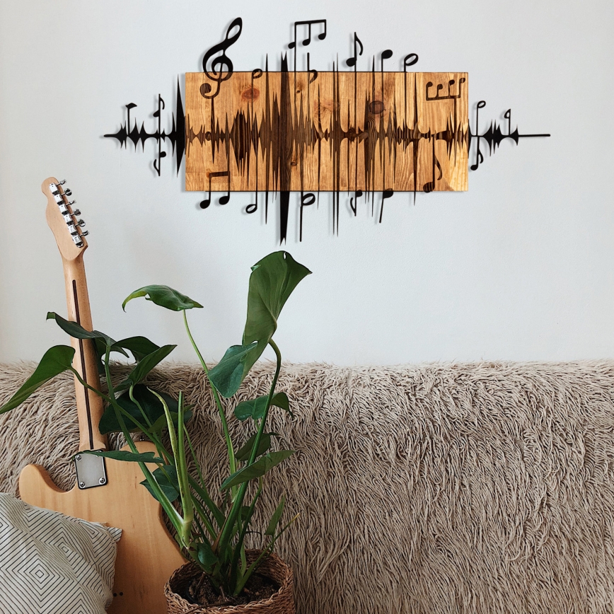 Wall decoration 90x47 cm notes wood/metal