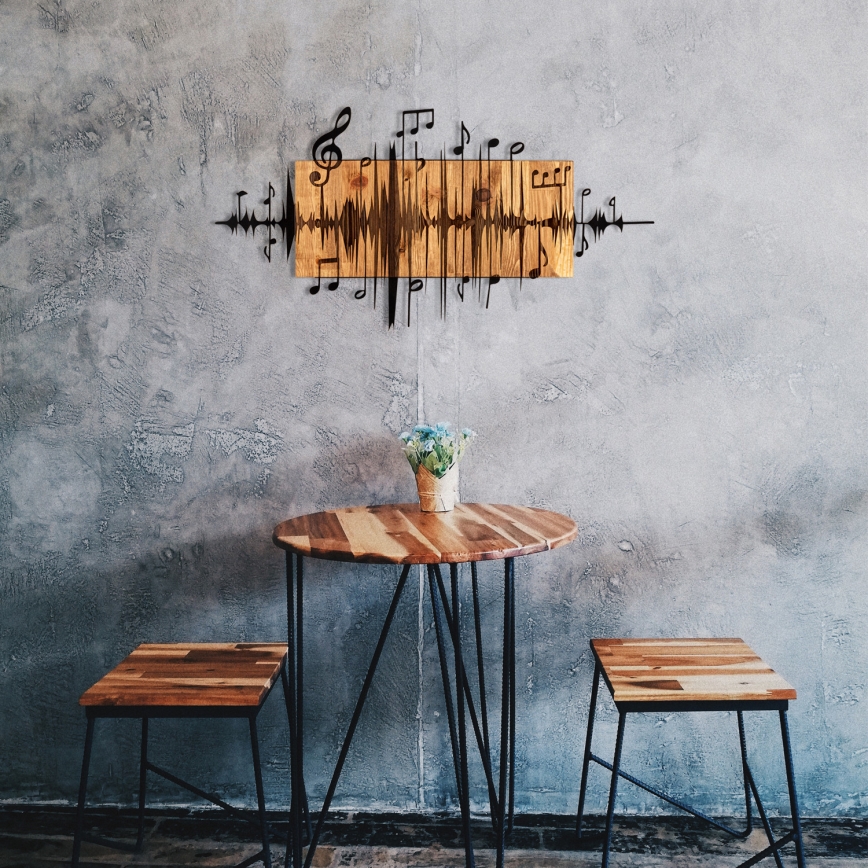 Wall decoration 90x47 cm notes wood/metal