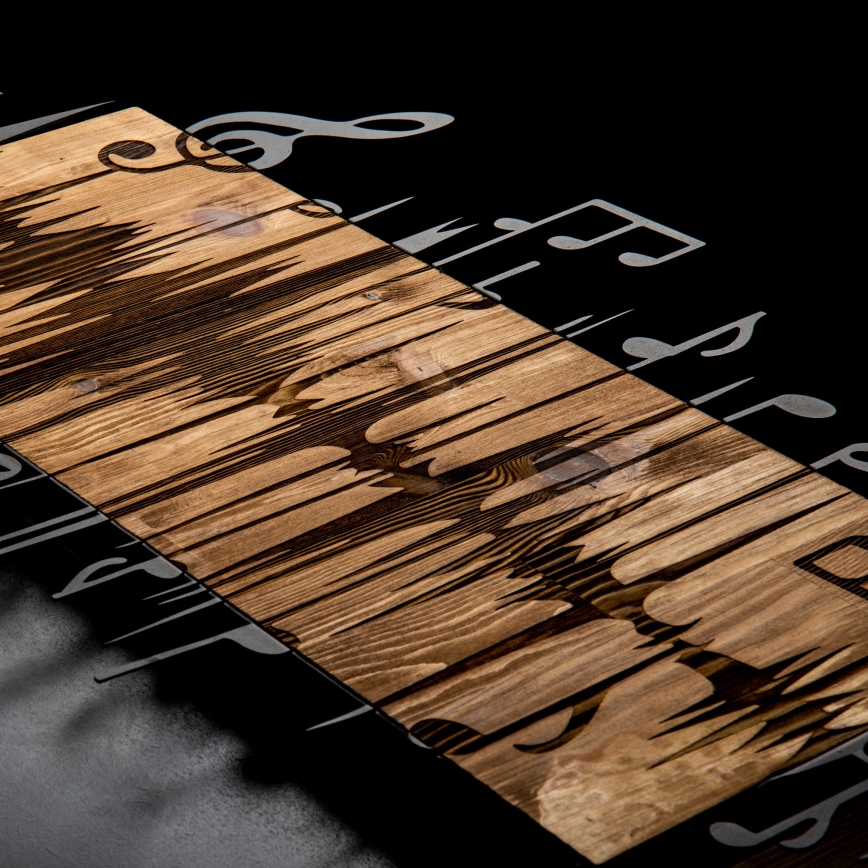 Wall decoration 90x47 cm notes wood/metal