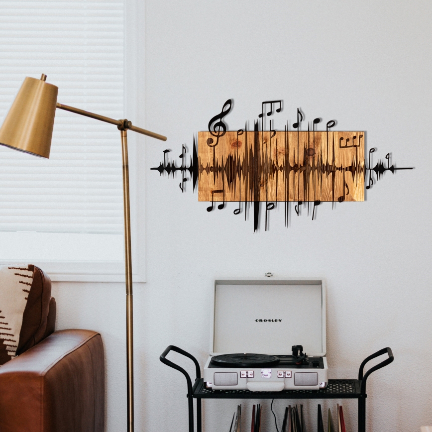 Wall decoration 90x47 cm notes wood/metal