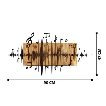 Wall decoration 90x47 cm notes wood/metal