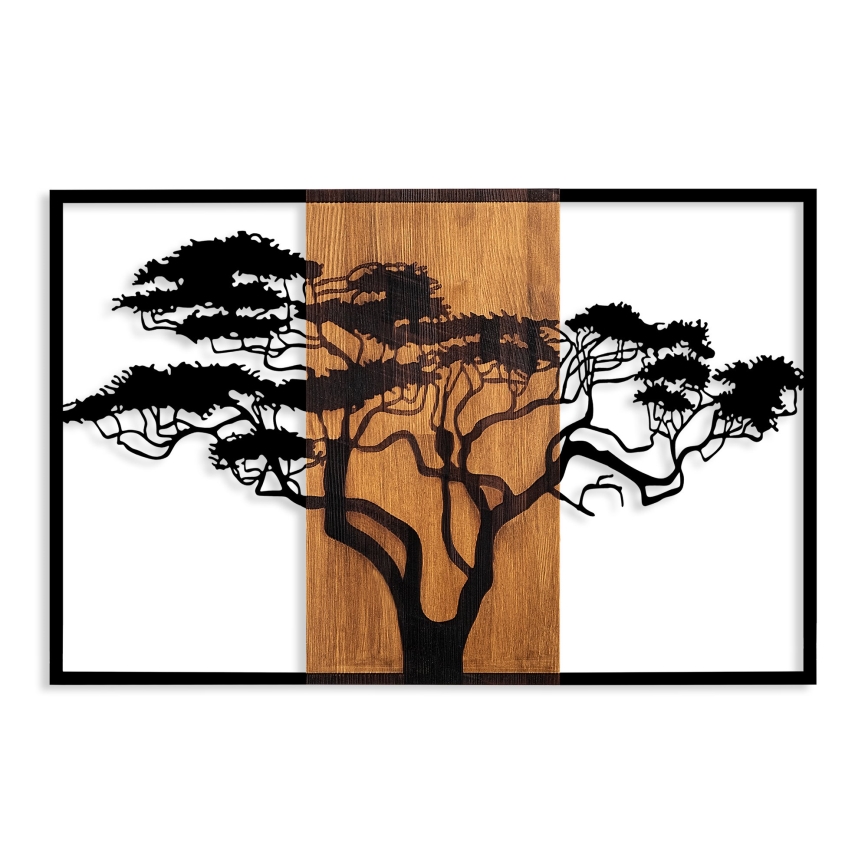 Wall decoration 90x58 cm tree wood/metal