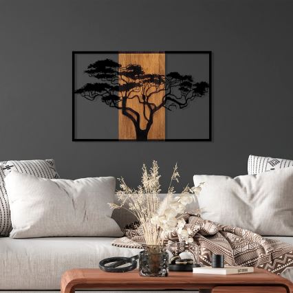 Wall decoration 90x58 cm tree wood/metal