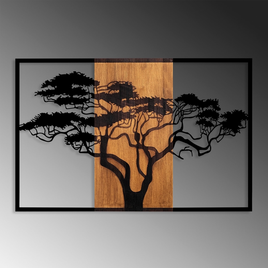 Wall decoration 90x58 cm tree wood/metal