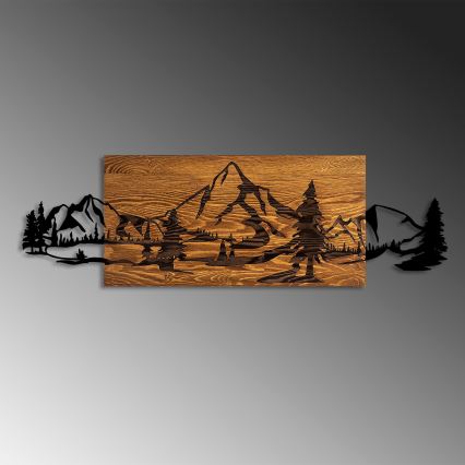 Wall decoration 93x29 cm mountains wood/metal