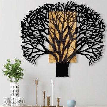 Wall decoration 93x86 cm tree wood/metal