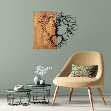 Wall decoration 96x79 cm love wood/metal