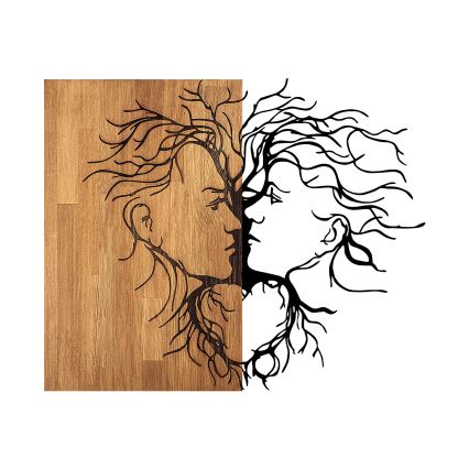 Wall decoration 96x79 cm love wood/metal