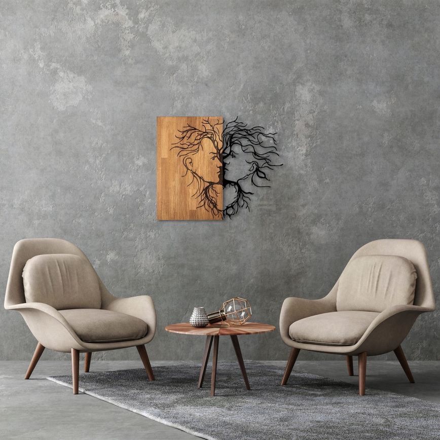 Wall decoration 96x79 cm love wood/metal