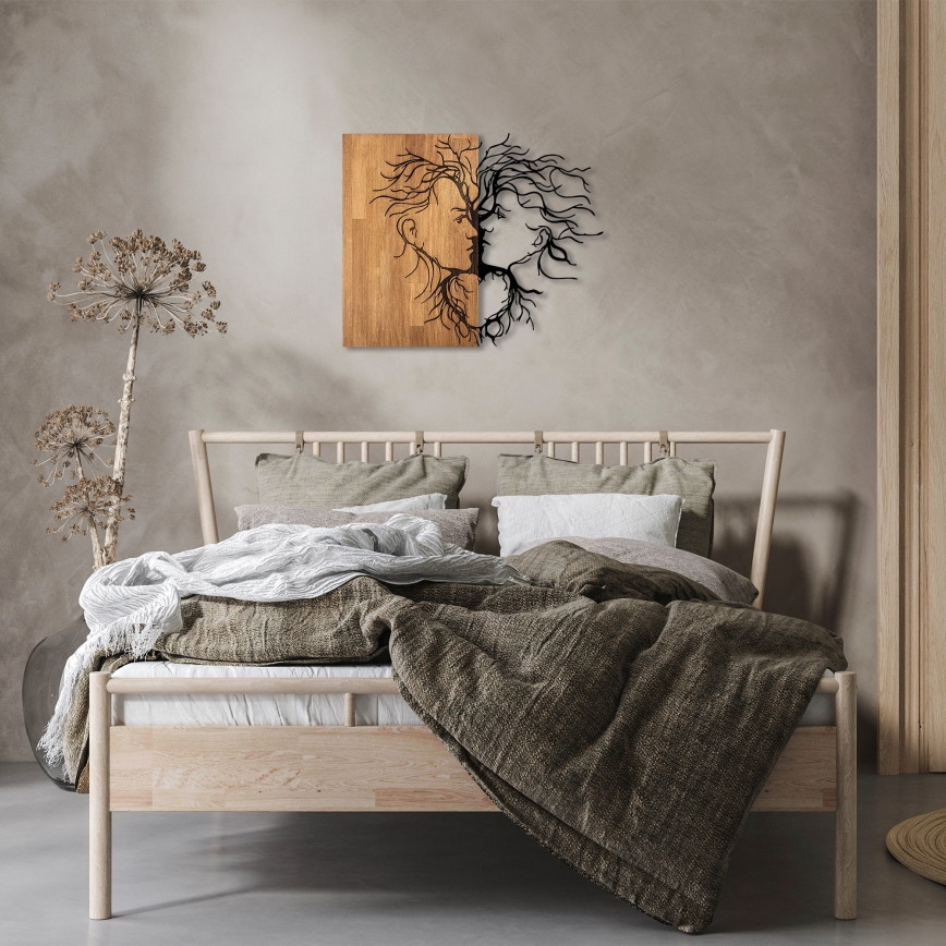 Wall decoration 96x79 cm love wood/metal