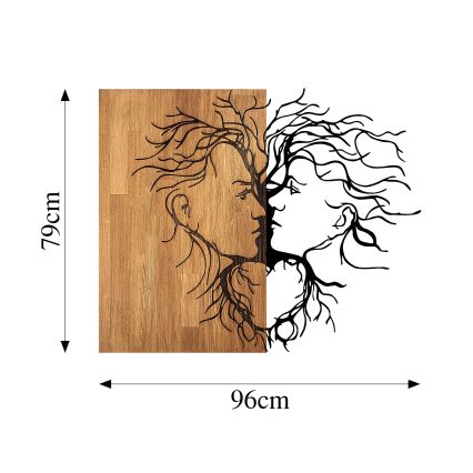 Wall decoration 96x79 cm love wood/metal