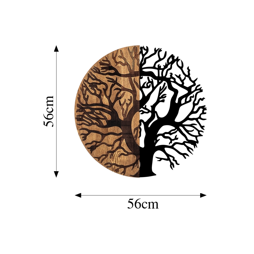 Wall decoration d. 56 cm tree wood/metal