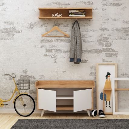 Wall hanger ARASSO 18,8x80 cm + shoe cabinet 60x90 white/brown