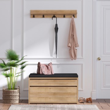 Wall hanger BOBY 15x80 cm + shoe cabinet 42x80 cm brown/black