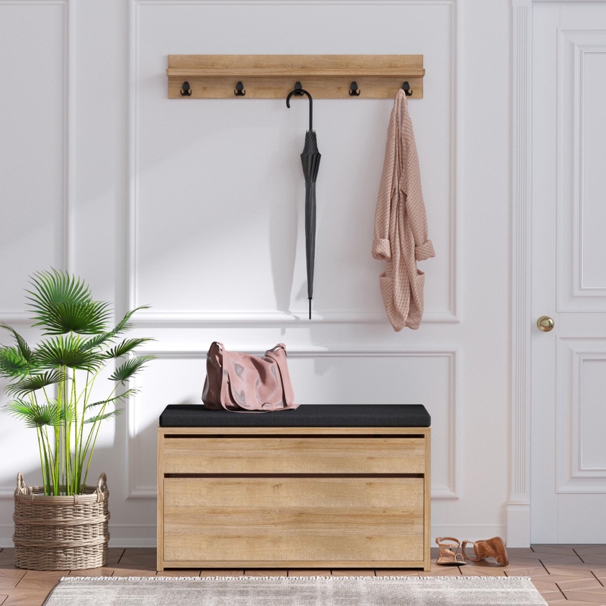 Wall hanger BOBY 15x80 cm + shoe cabinet 42x80 cm brown/black