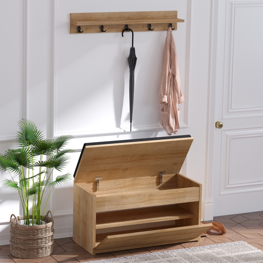 Wall hanger BOBY 15x80 cm + shoe cabinet 42x80 cm brown/black