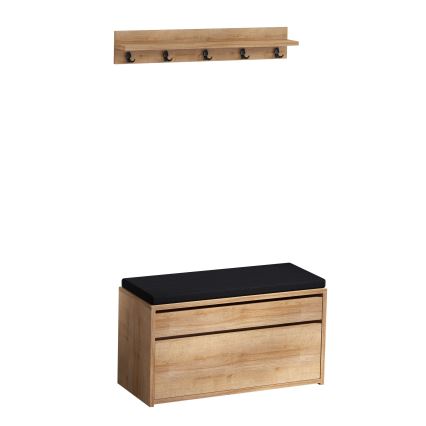 Wall hanger BOBY 15x80 cm + shoe cabinet 42x80 cm brown/black