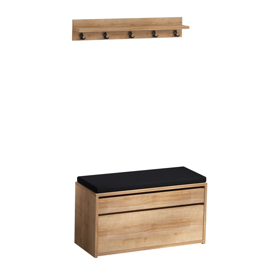 Wall hanger BOBY 15x80 cm + shoe cabinet 42x80 cm brown/black