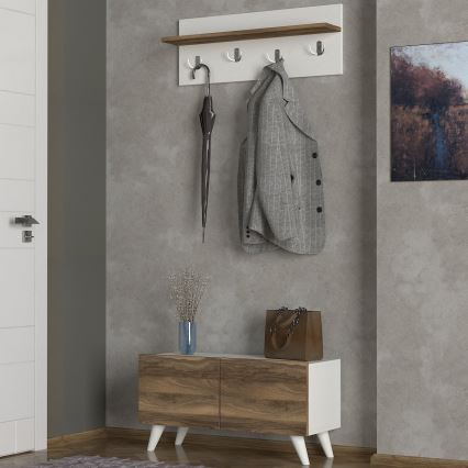 Wall hanger LORES 29,5x80 cm + shoe cabinet 41,5x80 cm brown/white