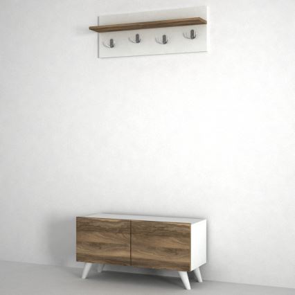 Wall hanger LORES 29,5x80 cm + shoe cabinet 41,5x80 cm brown/white