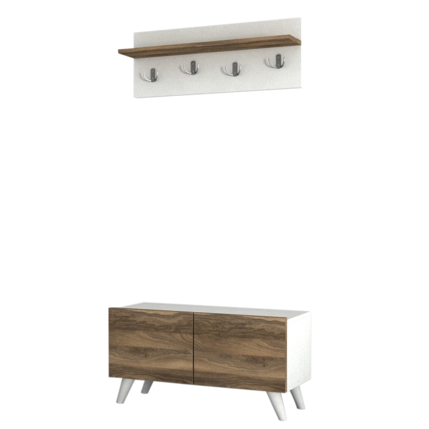 Wall hanger LORES 29,5x80 cm + shoe cabinet 41,5x80 cm brown/white
