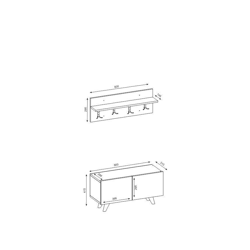 Wall hanger LORES 29,5x80 cm + shoe cabinet 41,5x80 cm brown/white