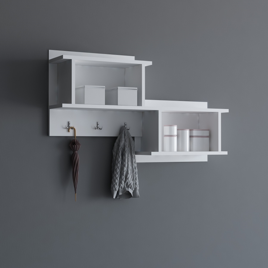 Wall hanger with a shelf NIZZA 51,8x100 cm white