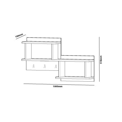 Wall hanger with a shelf NIZZA 51,8x100 cm white