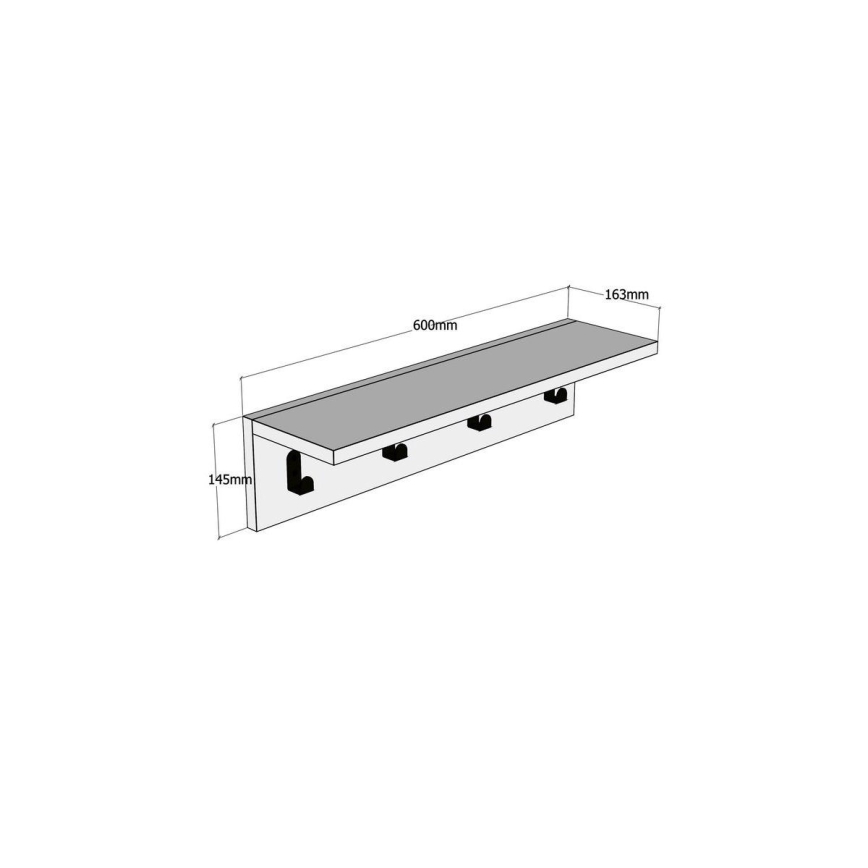 Wall hanger with shelf AYLA 14,5x60 cm brown