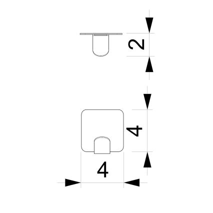 Wall hook 4x4 cm black