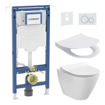 Wall-hung CITY OVAL toilet + SoftClose CITY OVAL toilet seat + SIGMA flush plate + concealed cistern module + insulating gasket