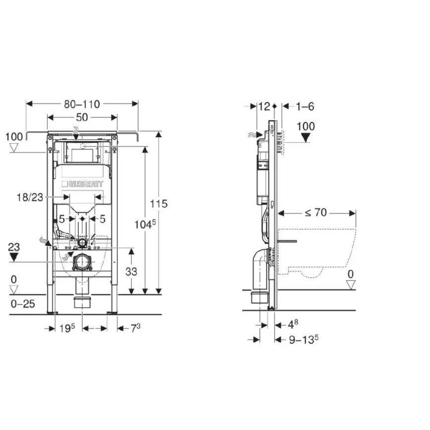 Wall-hung CITY OVAL toilet + SoftClose CITY OVAL toilet seat + SIGMA flush plate + concealed cistern module + insulating gasket