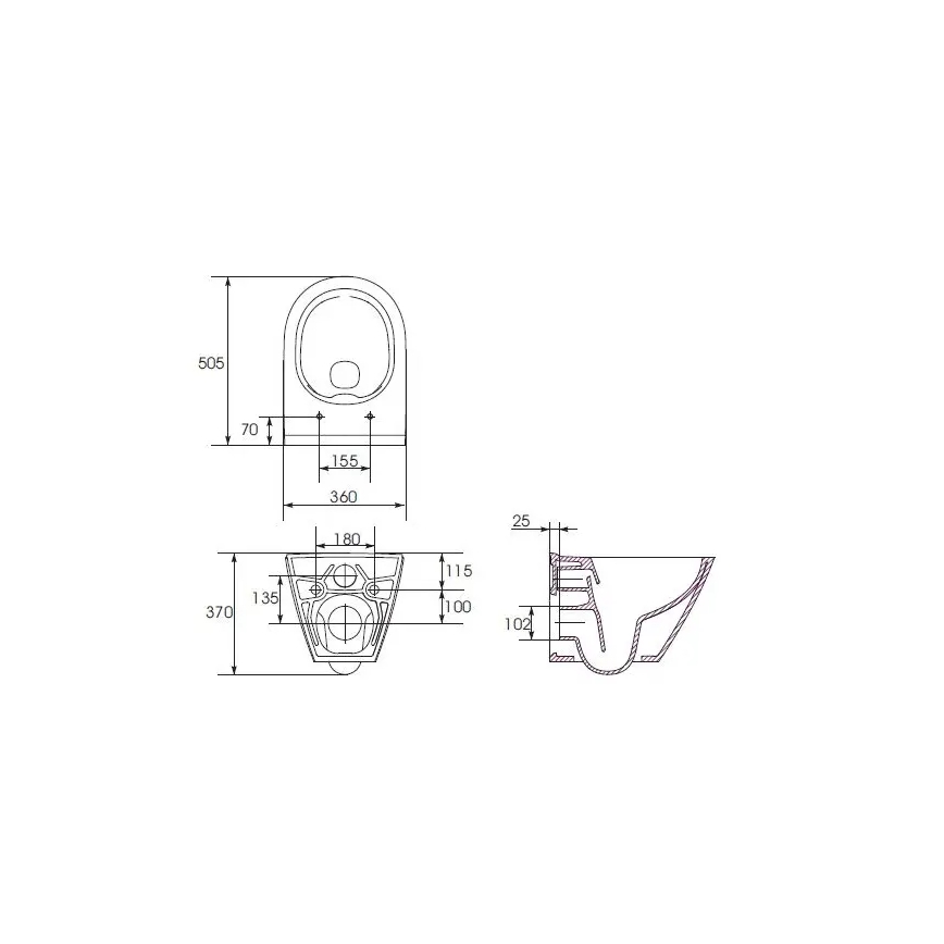 Wall-hung CITY OVAL toilet + SoftClose CITY OVAL toilet seat + SIGMA flush plate + concealed cistern module + insulating gasket