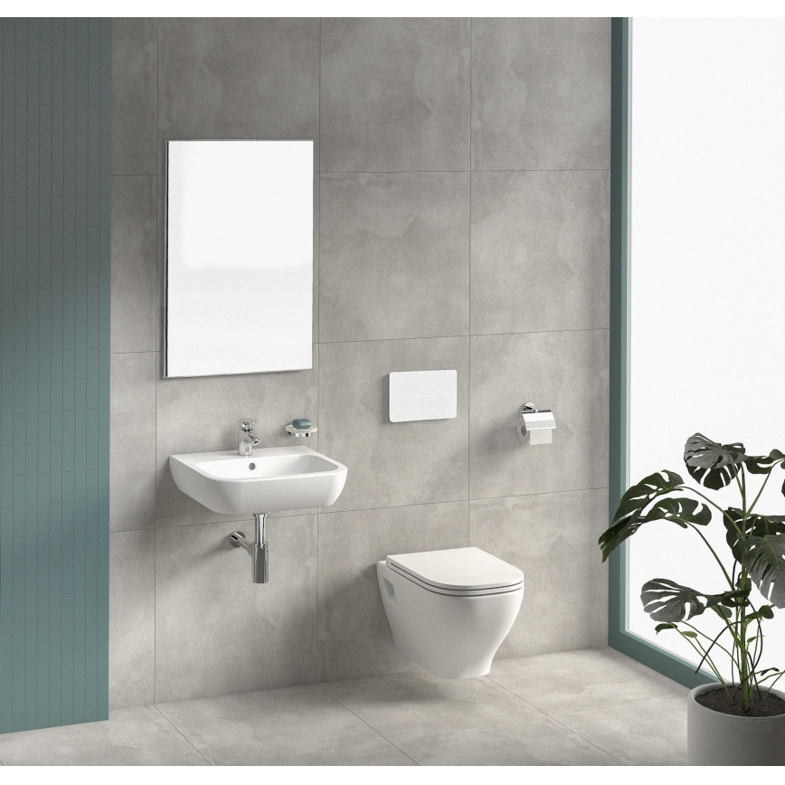 DEEP wall-hung toilet + DEEP SoftClose toilet seat + DUAL dual-flush plate + concealed cistern module + insulation pad