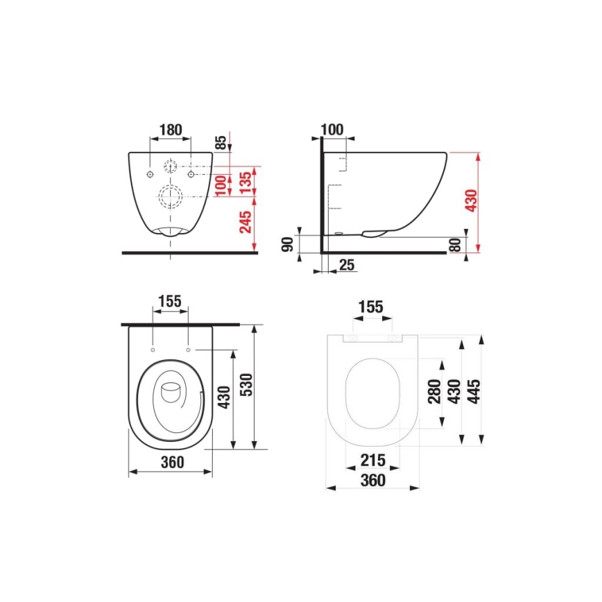 Wall-hung toilet MIO Vortex + MIO SoftClose toilet seat + DUAL flush plate + concealed cistern module + insulation pad