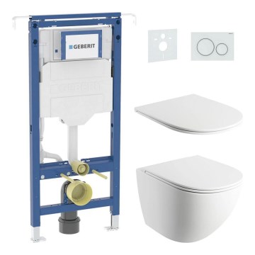 Wall-hung toilet OTTAWA + SoftClose toilet seat OTTAWA + SIGMA flush plate + concealed cistern module + insulation pad